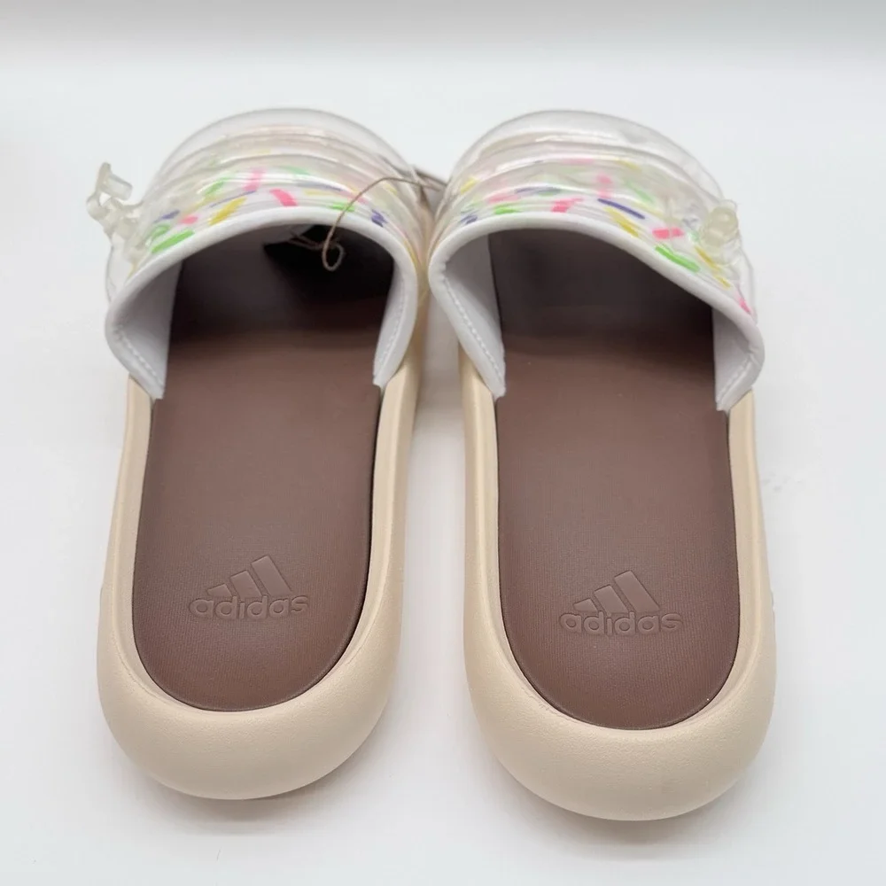 Size 11M, 12W- Adidas Adilette Zplaash Summer Style Slides, Brown/Confetti